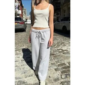 NWT BRANDY MELVILLE Anastasia Tie Sweatpants Wide Leg in Melange Grey